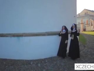 疯狂的 古怪 成人 视频 同 catholic 修女 和 该 怪物!