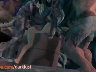 Lara croft pieprzony ciężko przez potwór dicks tomb raider