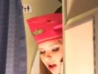 Atrăgător stewardeza devine proaspăt sperma aboard