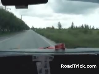 Fascinating Brunette Sucking cock In Back Seat Of Van